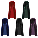 Hooded Collar Cloak Halloween Costume Solid Color Velour Cape